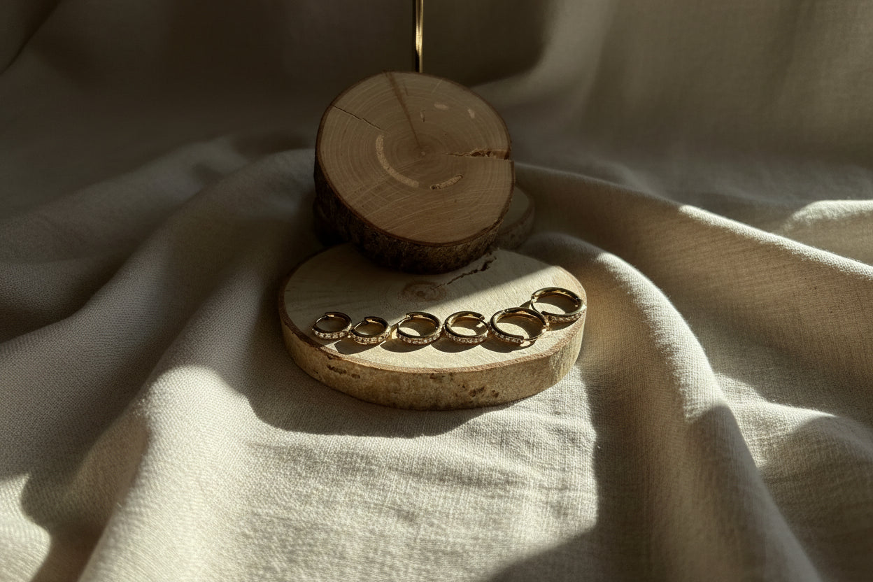Boucles d'oreilles dormeuses rondes en acier inoxydable doré taille M (Copie)
