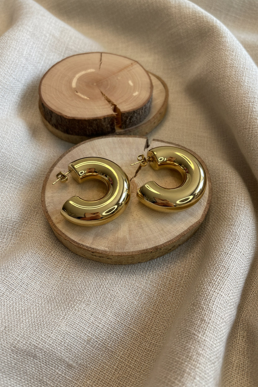 Boucles d'oreilles  dormeuses rectangles en acier inoxydable doré