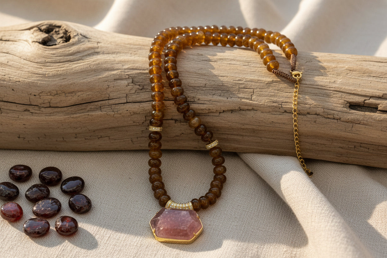 Collier en acier inoxydable, néphrite et amazonite