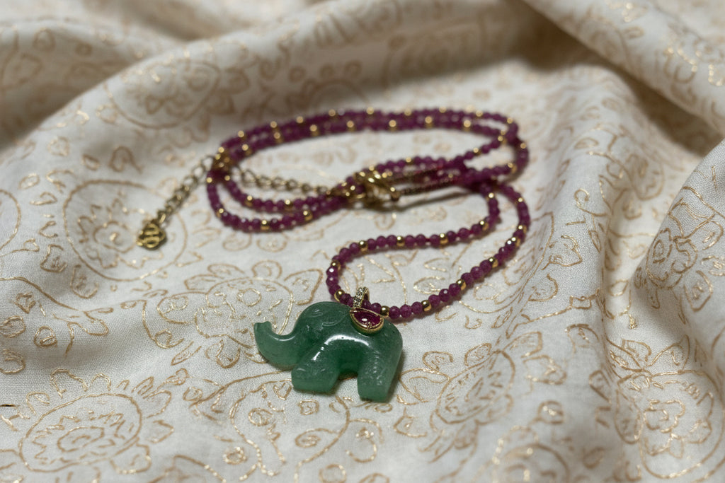 pendentif éléphant malachite