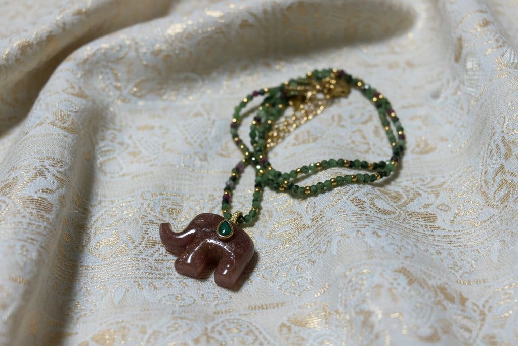 pendentif éléphant malachite