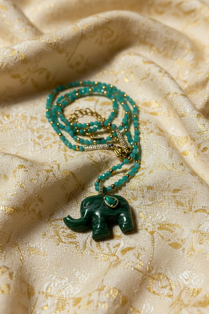 pendentif éléphant malachite