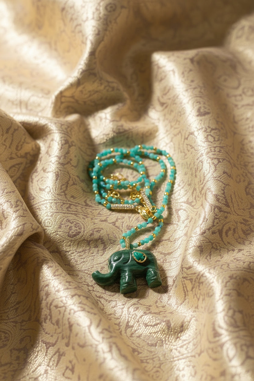 pendentif éléphant malachite