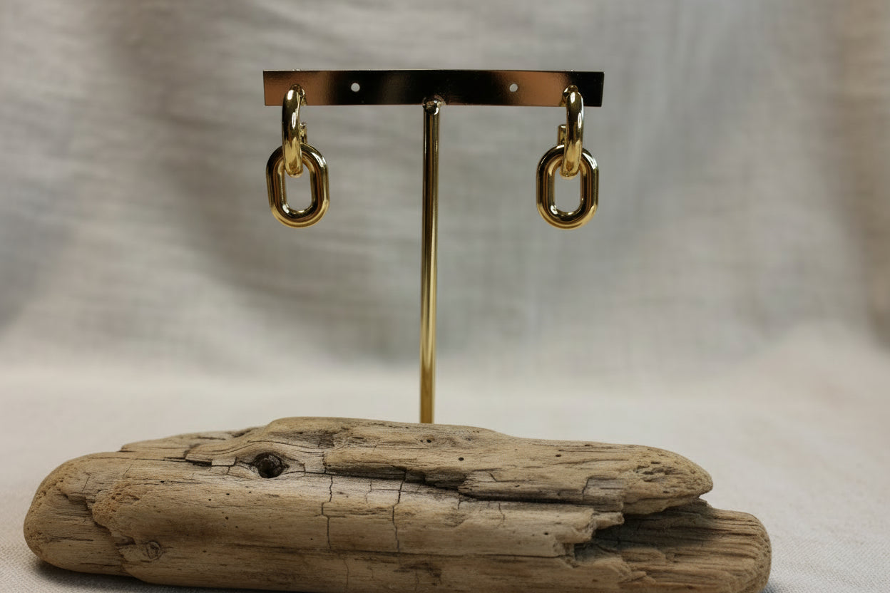 Boucles d'oreilles en acier inoxydable doré
