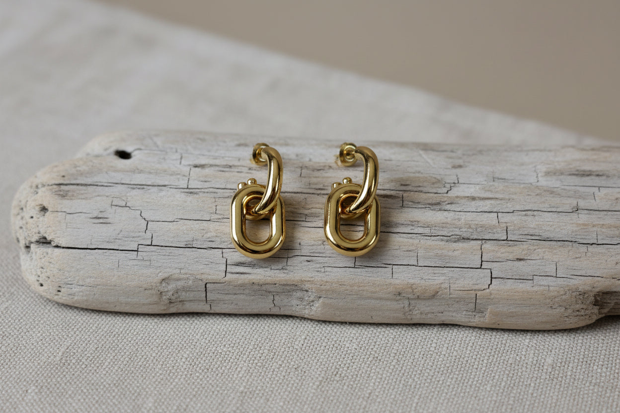 Boucles d'oreilles en acier inoxydable doré