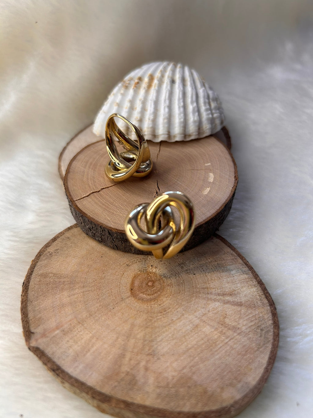 Bague acier inoxydable dorée ouverte