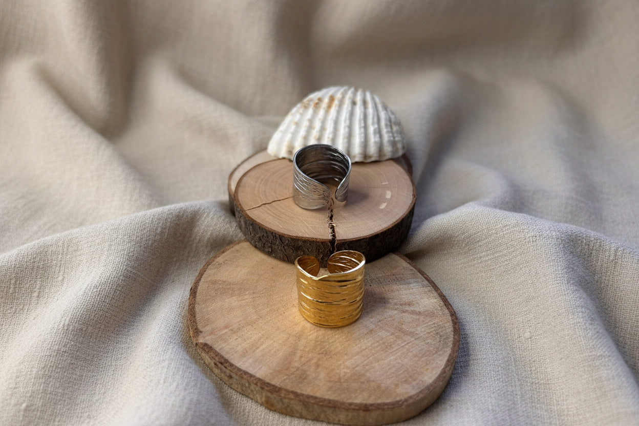 Bague acier inoxydable dorée trois brins