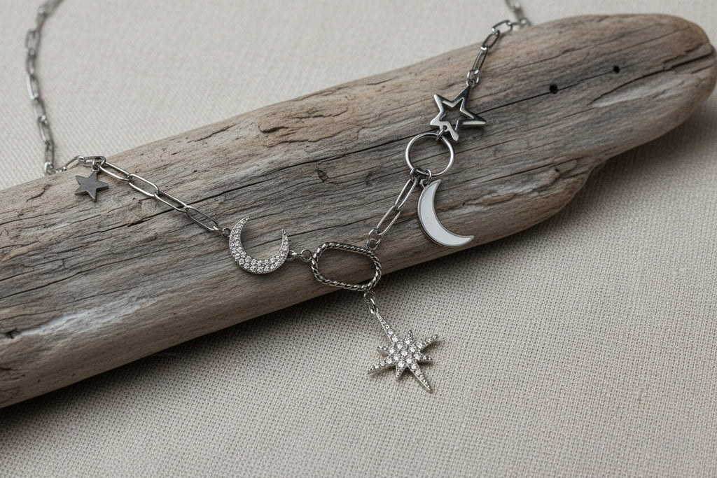 collier acier doré nuit étoilée