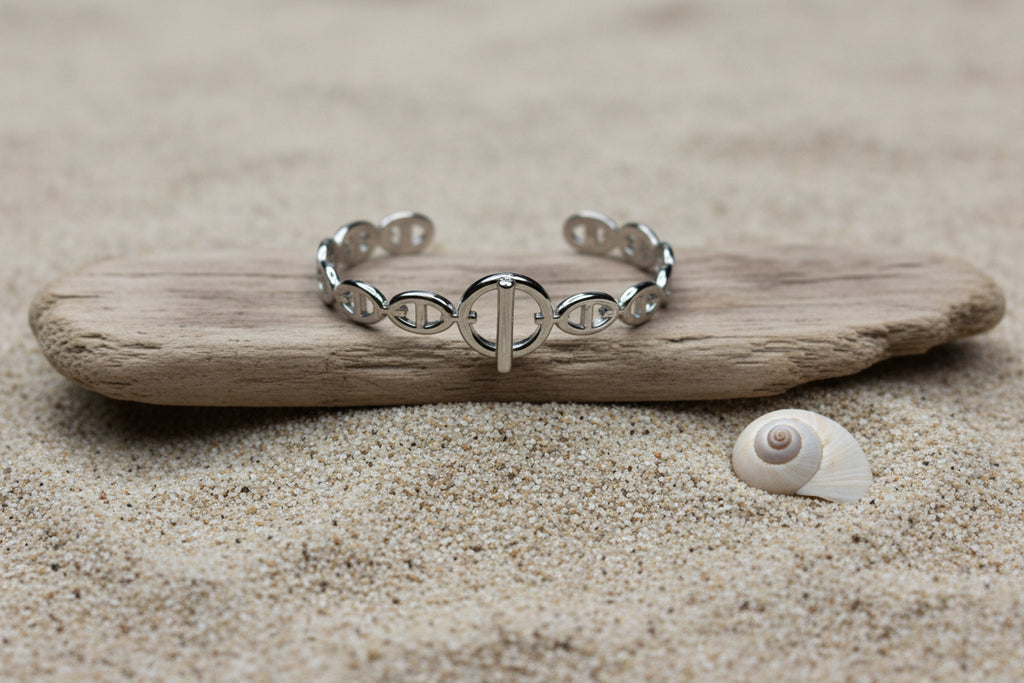 Bracelet acier inoxydable, doré, maille marine inspiration
