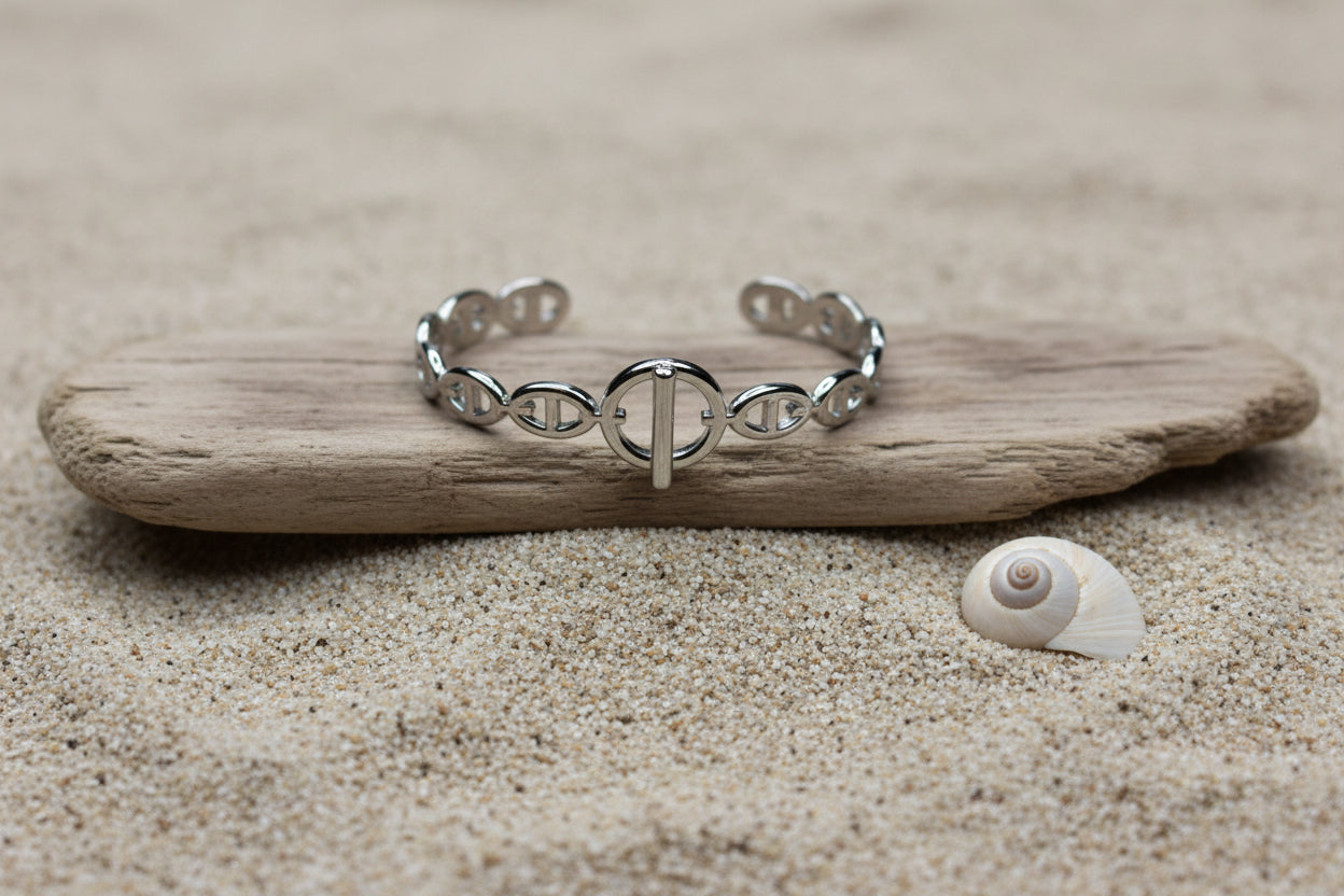 Bracelet acier inoxydable, doré, maille marine inspiration