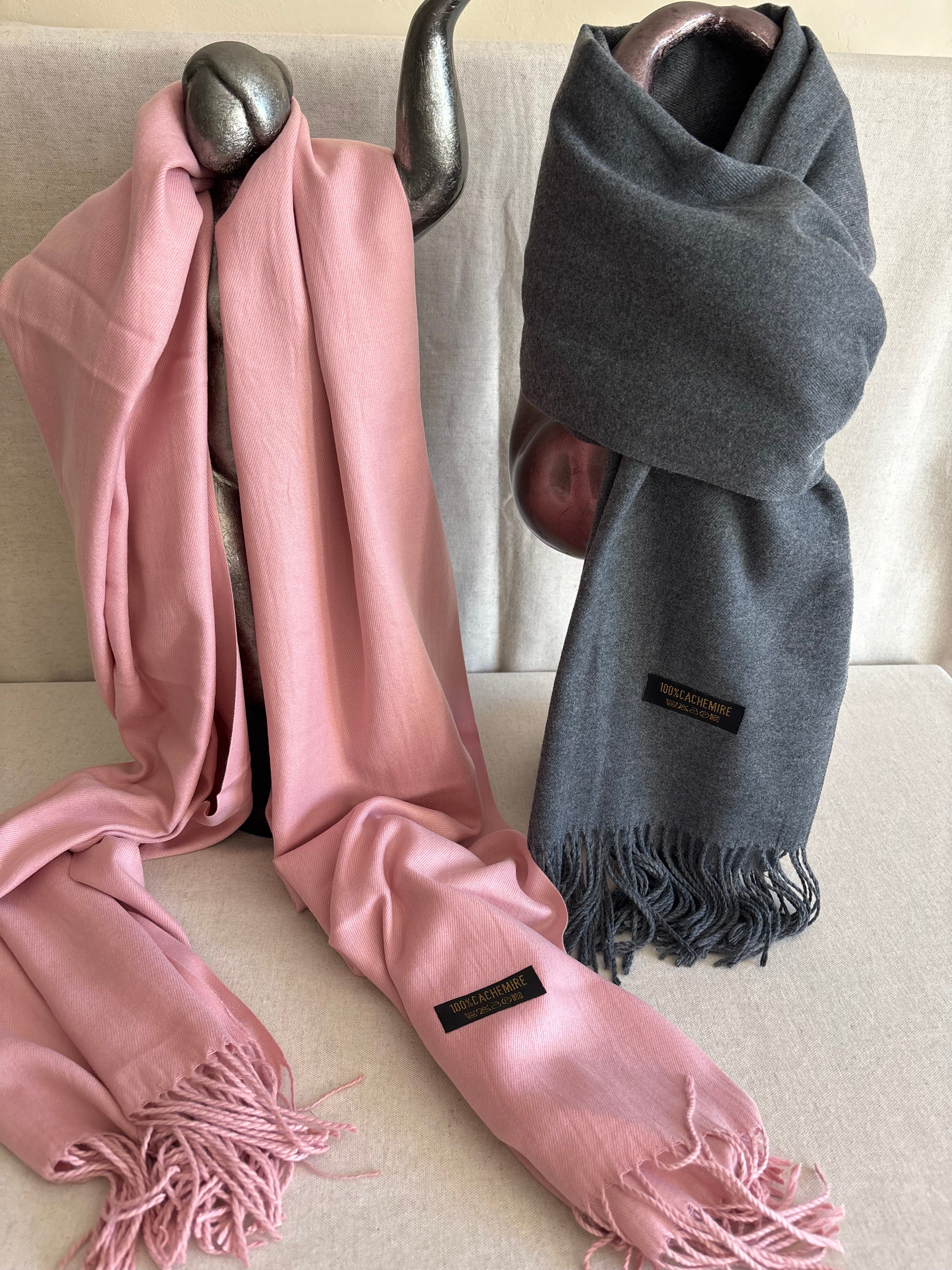 Echarpe 100% cachemire vieux rose