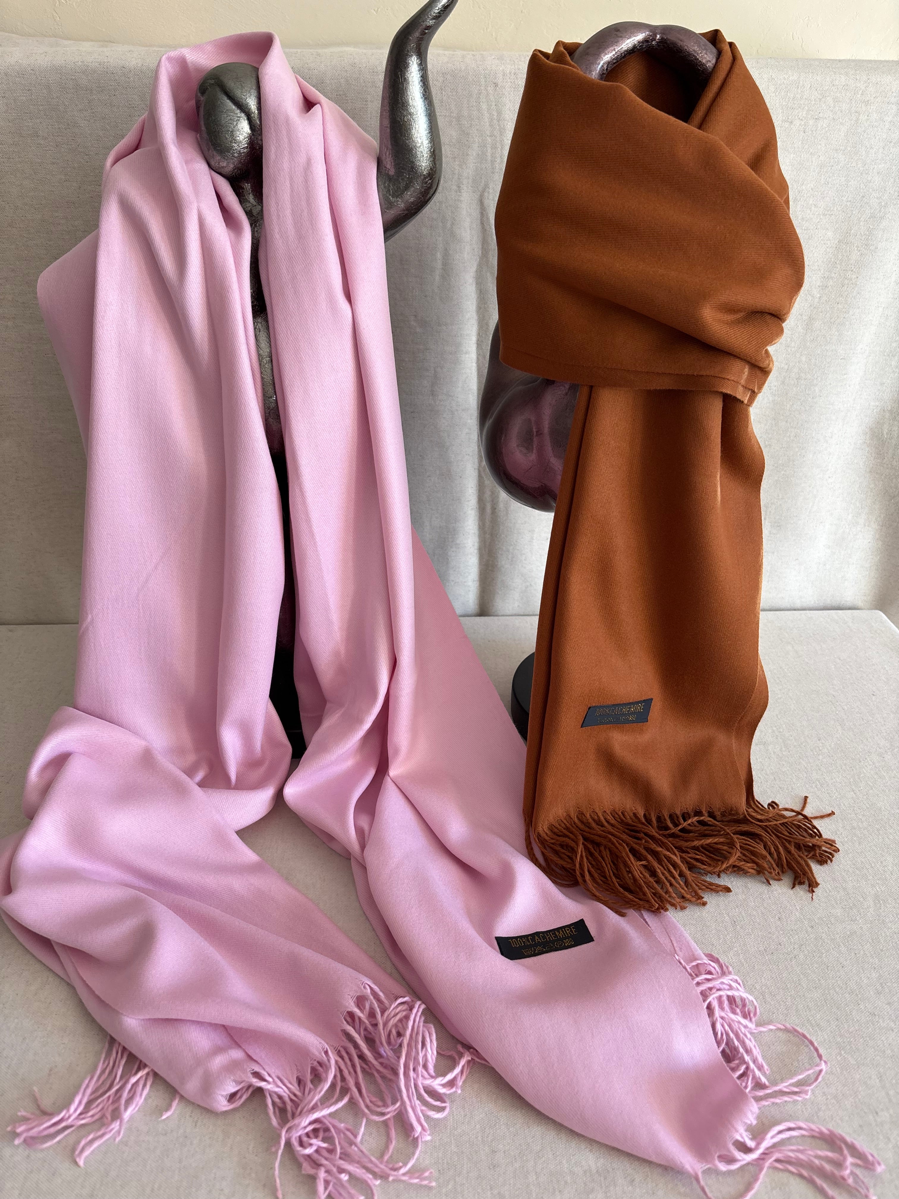 Echarpe 100% cachemire rose clair