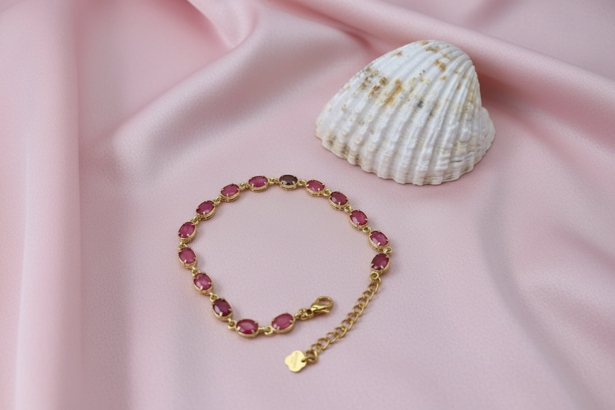 Bracelet acier inoxydable doré, petites pierres multicolores